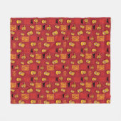 サンタクロース™の熱狂的なパターンのない年 フリースブランケット (正面(横))