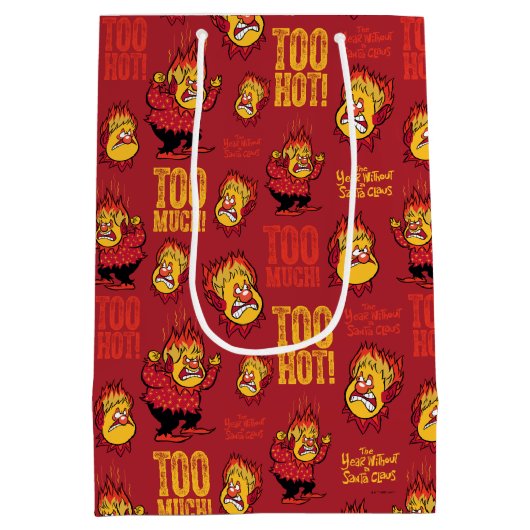 サンタクロース™の熱狂的なパターンのない年 ミディアムペーパーバッグ (裏面)