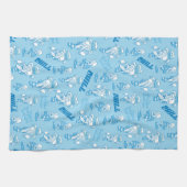 サンタクロース™の雪隠しパターンのない年 キッチンタオル (横)