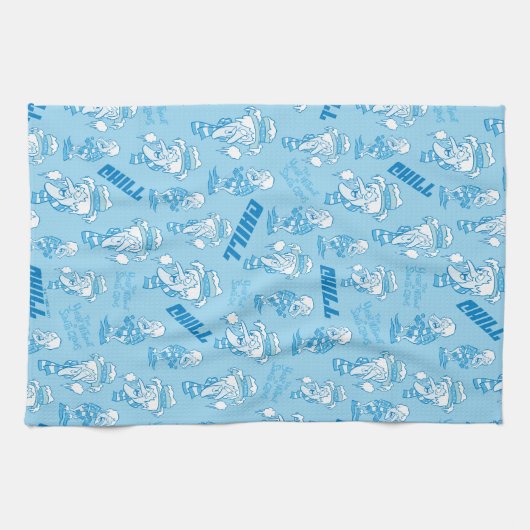 サンタクロース™の雪隠しパターンのない年 キッチンタオル (横)