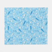 サンタクロース™の雪隠しパターンのない年 フリースブランケット (正面(横))