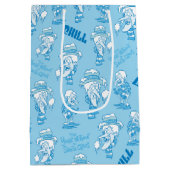 サンタクロース™の雪隠しパターンのない年 ミディアムペーパーバッグ (裏面)