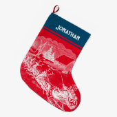 サンタクロース❄はトレ来インダーである ラージクリスマスストッキング (正面 (吊り時))