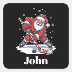 サンタクロース アイスホッケー クリスマス スポーツ オーダーメイド スクエアシール