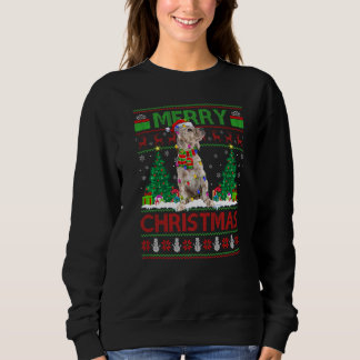 サンタクロース イングリッシュ セッター 犬 クリスマスツリー ライト クリスマス 丑い スウェットシャツ