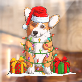 サンタクロース ウェルシュコーギー クリスマスライトに包まれて ウィンドウサイン