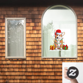 サンタクロース ウェルシュコーギー クリスマス ライトに包まれて ウィンドウサイン