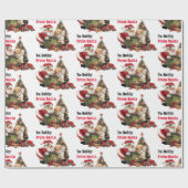 サンタクロース&エンジェルパーソナライズネームクリスマス ラッピングペーパー (フラット)