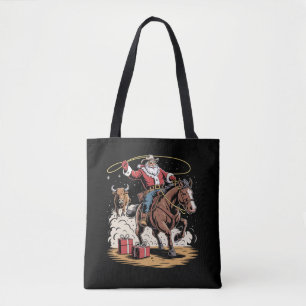 サンタクロース カウボーイ ビンテージ クリスマス 馬 牛 トートバッグ