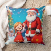 サンタクロース&ガールと抱き枕 クッション (ブランケット)