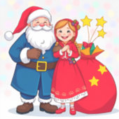 サンタクロース&ガールと抱き枕 シール (正面)