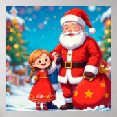 サンタクロース&ガールと抱き枕 ポスター (正面)