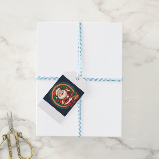 サンタクロース ギフトタグ (より糸付き)