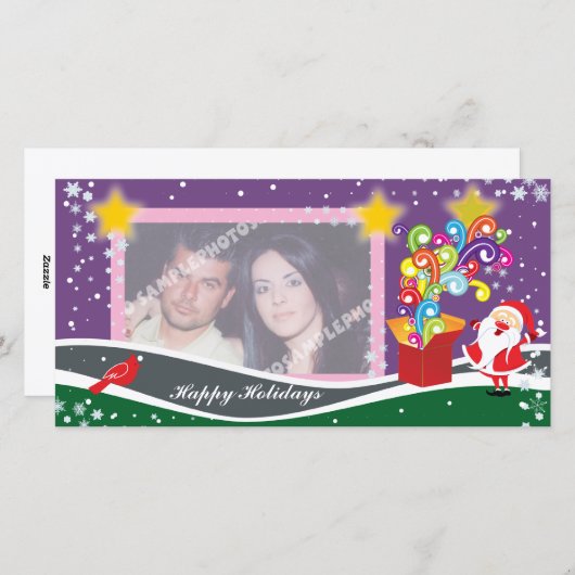 サンタクロース、ギフトボックス、（鳥）ショウジョウコウカンチョウフォトカード シーズンカード (正面/裏面)