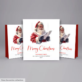 サンタクロース　クラシック　ギフトバッグ　赤と緑 ミディアムペーパーバッグ