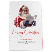 サンタクロース　クラシック　ギフトバッグ　赤と緑 ミディアムペーパーバッグ (正面)