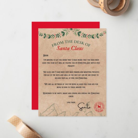 サンタクロース・クラフトの机から ノートカード (正面/裏面インサイチュ)