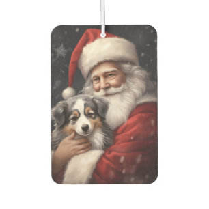 サンタクロース クリスマスのオーストラリアンシェパード カーエアーフレッシュナー
