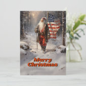サンタクロース・クリスマスアメリカ国旗 シーズンカード (スタンド正面)