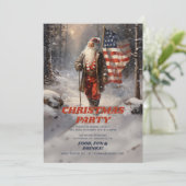 サンタクロース・クリスマスアメリカ国旗 招待状 (スタンド正面)