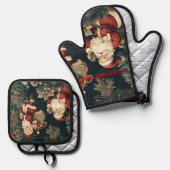 サンタクロース・クリスマスイブギフト 鍋つかみ&鍋敷きセット (正面/裏面)