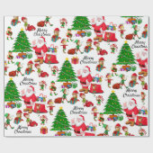 サンタクロース&クリスマスイブ配信の小妖精や小人 ラッピングペーパー (フラット)