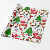サンタクロース&クリスマスイブ配信の小妖精や小人 ラッピングペーパー (アンロールド)