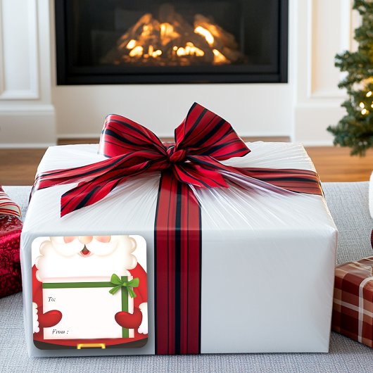 サンタクロース、クリスマスギフトステッカー スクエアシール