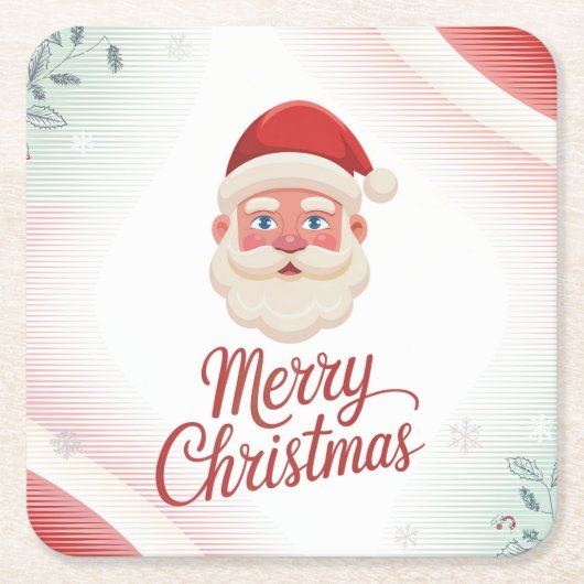 サンタクロース クリスマスコースター セット スクエアペーパーコースター (正面)