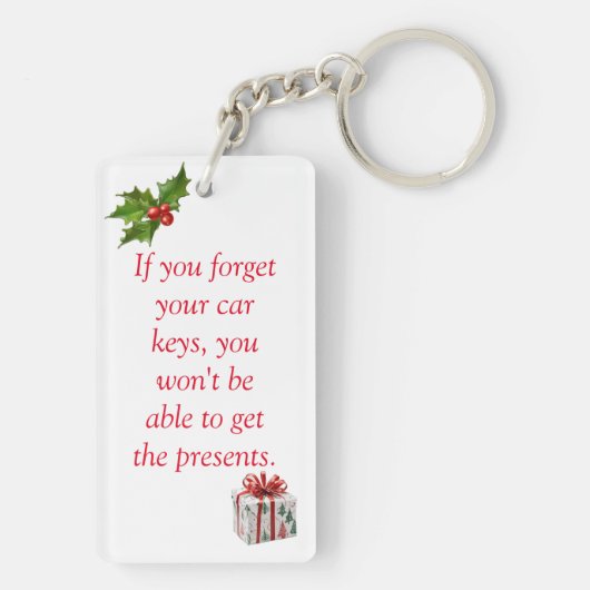 サンタクロース、クリスマスツリーとプレゼント キーホルダー (裏面)