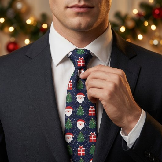 サンタクロース クリスマスツリーとプレゼント ネクタイ