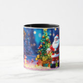 サンタクロース、クリスマスツリー3Dフォレストデザインマグカップ マグカップ (中央)