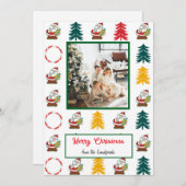 サンタクロース、クリスマスツリー、キャンディ&写真 シーズンカード (正面/裏面)