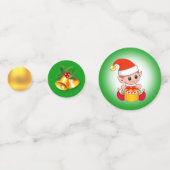 サンタクロース、クリスマス小妖精や小人&ベル コンフェッティ (正面)