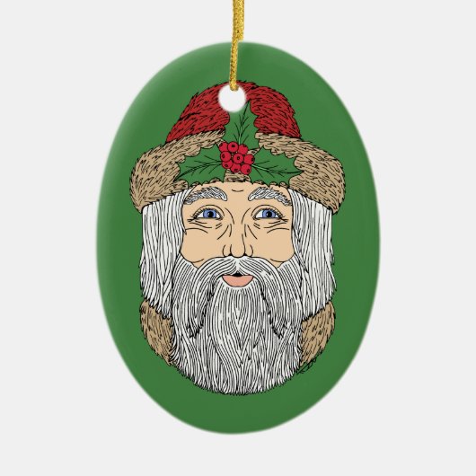 サンタクロース/クリスマス神父 セラミックオーナメント (正面)