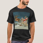サンタクロース クリスマス アンティーク ソリ トナカイ Tシャツ (正面)