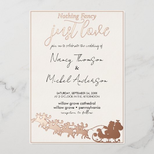 サンタクロース クリスマス ウェディング ホイル 招待状 (正面)