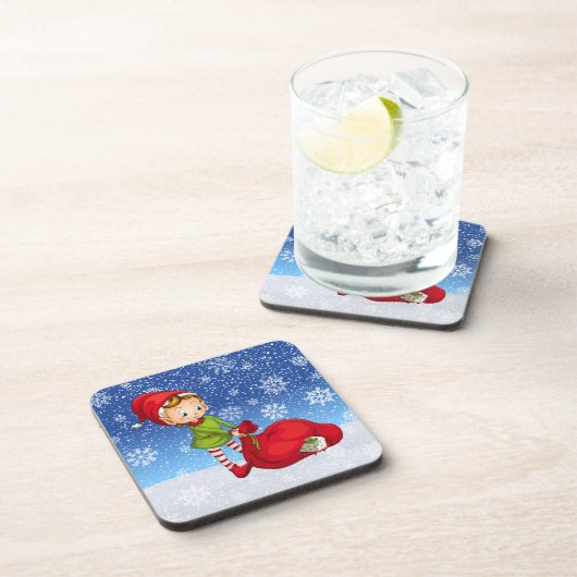サンタクロース クリスマス エルフ 飲み物 コースター (右側)
