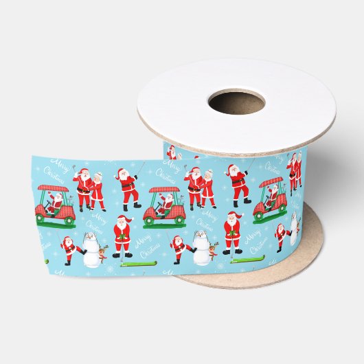 サンタクロース クリスマス ゴルフ 楽しい サテンリボン (リール)
