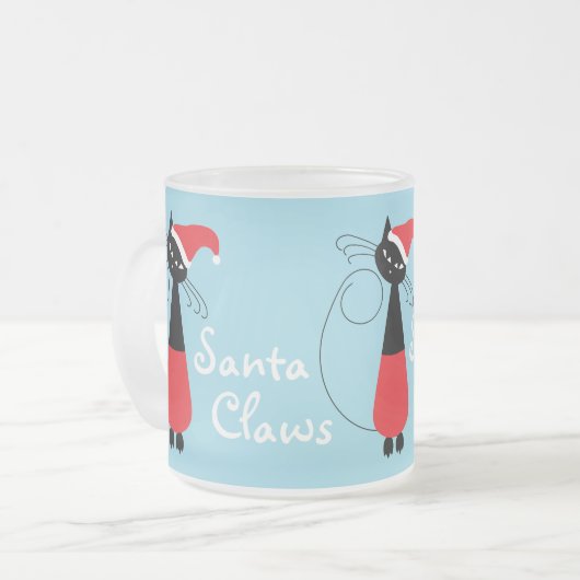 サンタクロース クリスマス フロステッド ガラス コーヒー マグカップ (正面左)