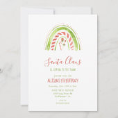 サンタクロース クリスマス レインボー 子供 誕生日パーティー 招待状 (正面)