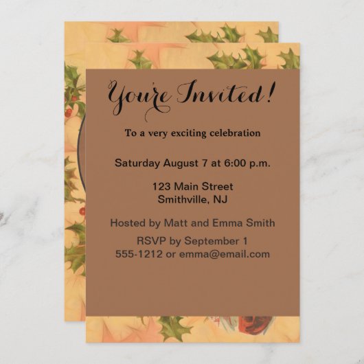 サンタクロース クリスマス ヴィンテージ ポートレート 招待状 (正面/裏面)