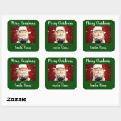 サンタクロース・グリーンのメリークリスマス スクエアシール (シート)