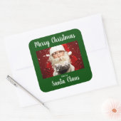 サンタクロース・グリーンのメリークリスマス スクエアシール (封筒)