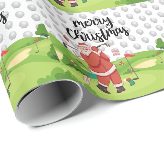 サンタクロース・ゴルフとゴルフメリークリスマス ラッピングペーパー (ロールコーナー)
