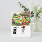 サンタクロース・ゴルフとゴルフ7月のクリスマス シーズンポストカード (スタンド正面)
