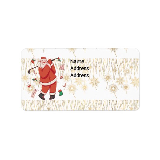 サンタクロース・ゴルフ付きゴルフクリスマスゴルフコースおもしろい ラベル (正面)