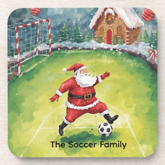 サンタクロース サッカー クリスマスパーティー コースター (正面)