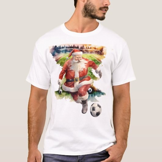 サンタクロース サッカー クリスマス Tシャツ (正面)
