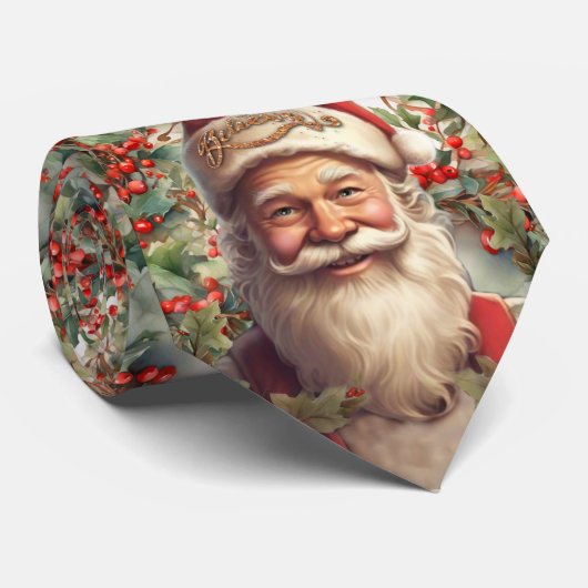 サンタクロース・サンニコラス・クリスマスホリー離れズ ネクタイ (ロール)